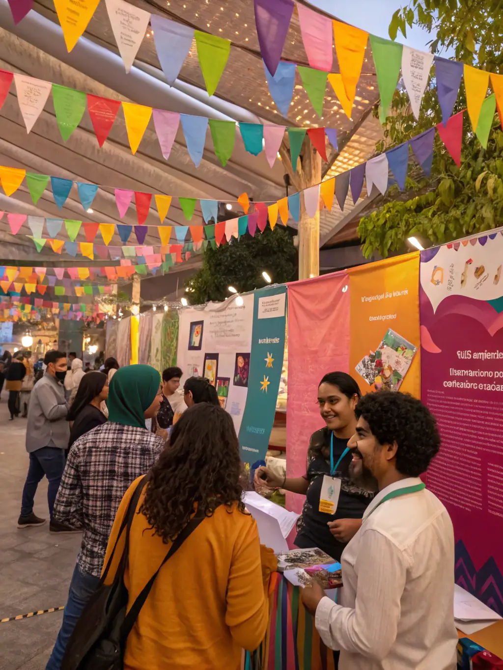 A collection of high-quality photographs displayed on a screen, showcasing ASSOCIATION CENTRE ANIMATION's photographic reporting services at a community exhibition.