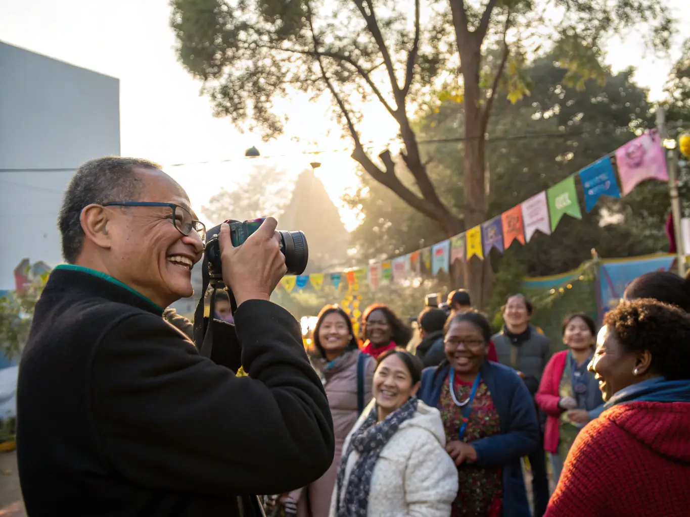 A professional photograph capturing a memorable moment at a community event, showcasing the quality of ASSOCIATION CENTRE ANIMATION's photographic reporting services.